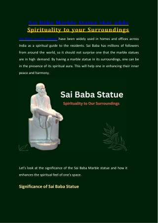 Sai Baba Marble Statue that adds Spirituality to your Surroundings