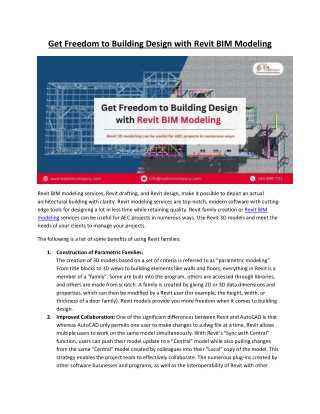 Get the Freedom to Building Design with Revit BIM Modeling Services