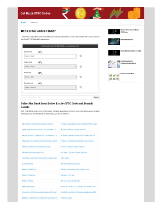 Get Indian Banks IFSC Codes