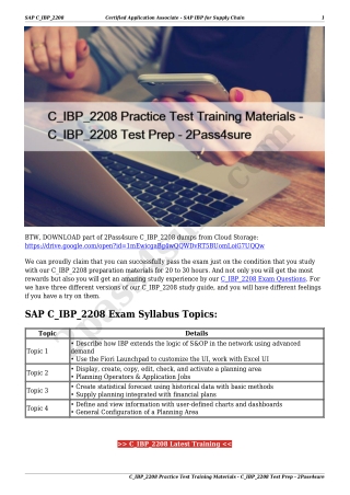 C_IBP_2208 Practice Test Training Materials - C_IBP_2208 Test Prep - 2Pass4sure