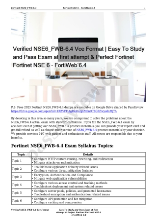 Verified NSE6_FWB-6.4 Vce Format | Easy To Study and Pass Exam at first attempt & Perfect Fortinet Fortinet NSE 6 - Fort