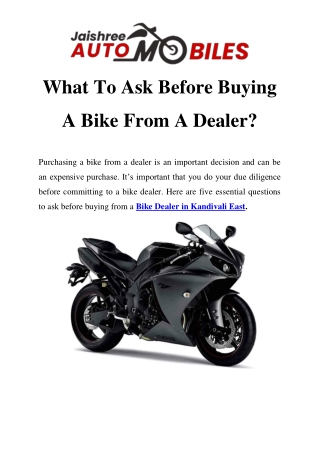 Bike Dealer in Kandivali East Call-8484930609