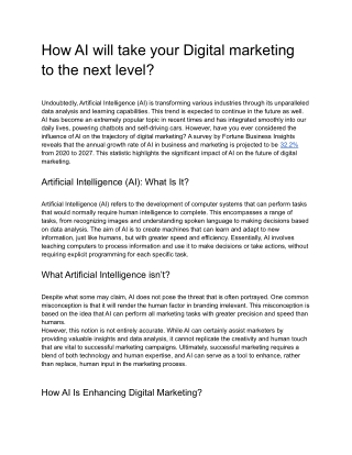 How AI will take your Digital marketing to the next level