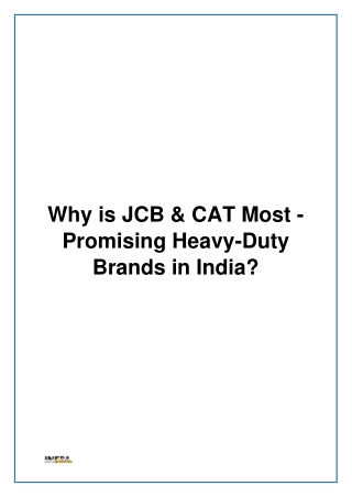 Why is JCB & CAT Most - Promising Heavy-Duty Brands in India