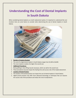 Understanding the Cost of Dental Implants in South Dakota