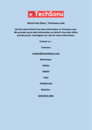 Airtel Free Data | Techsonu.com