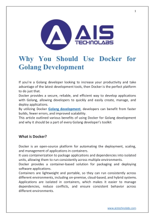 Why You Should Use Docker for Golang Development
