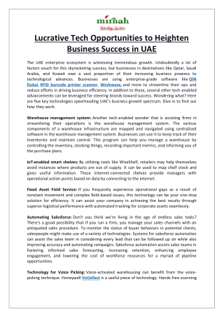 Lucrative Tech Opportunities to Heighten Business Success in UAE