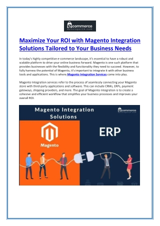 Maximize Your ROI with Magento Integration Solutions Tailored to Your Business Needs