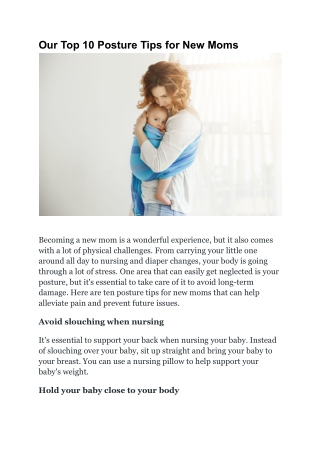 Our Top 10 Posture Tips for New Moms