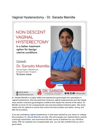 Vaginal Hysterectomy - Dr