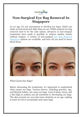 Best  Salon For Eye Bag Removal Treatment In  singapore