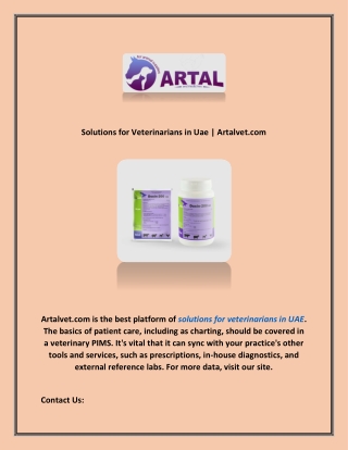 Solutions for Veterinarians in Uae | Artalvet.com