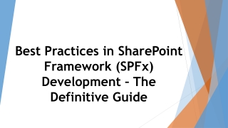 Best Practices in SharePoint Framework (SPFx) Development