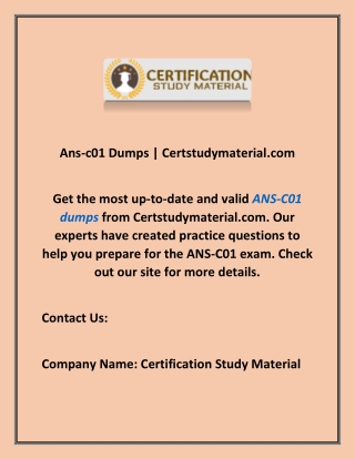 Ans-c01 Dumps | Certstudymaterial.com