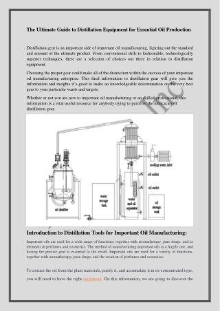 The Ultimate Guide to Distillation Equipment for Essential Oil Production