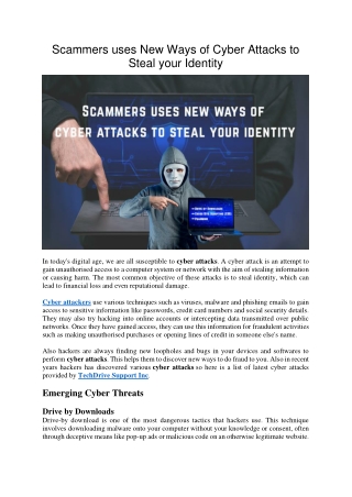 Scammers uses New Ways of Cyber Attacks to Steal your Identity