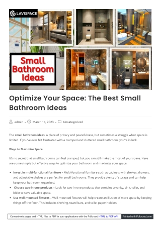 Discover Creative Small Bathroom Ideas for Your Space | Lavispace