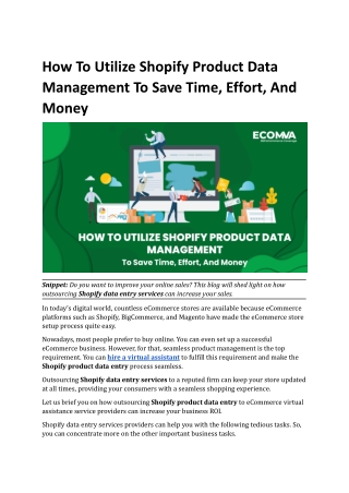 How To Utilize Shopify Product Data Management To Save Time, Effort, And Money