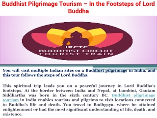 Buddhist Pilgrimage Tourism – In the Footsteps of Lord Buddha