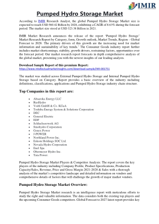 Pumped Hydro Storage Market
