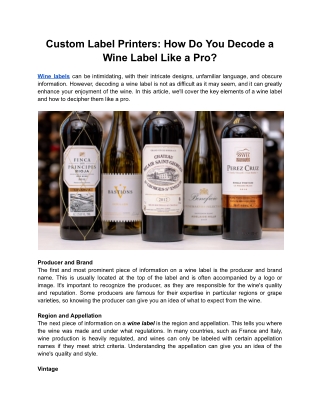 Custom Label Printers_ How do you decode a wine label like a pro_