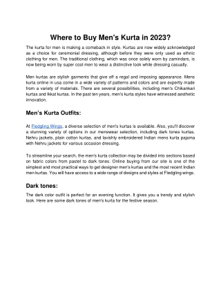 Where to Buy Men's Kurta in 2023