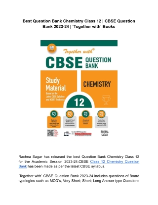 CBSE Solved Question Bank 2024| ‘Together with’ Question Bank Chemistry |Chapter