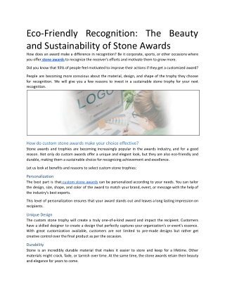 Promotional Blog- Stone Awards