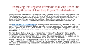 Removing the Negative Effects of Kaal Sarp Dosh: The Significance of Kaal Sarp P