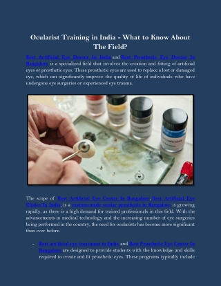 Ocularist Training in India - What to Know About The Field