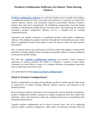 Product Configurator Software For Smart, Time-Saving Choices