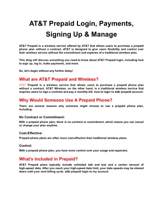 AT&T Prepaid Login, Payments, Signing Up & Manage