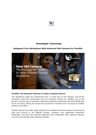 Safeguard Your Workplaces With Advanced 360 Cameras for Forklifts