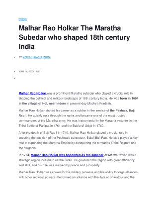 malhar rao holkar