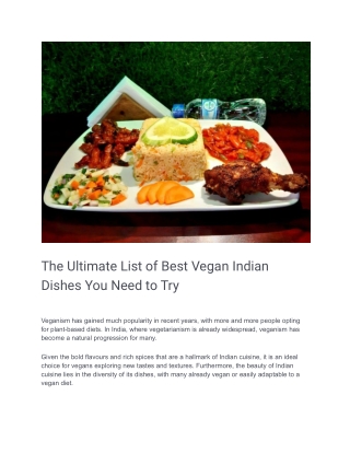 The Ultimate List of Best Vegan Indian Dishes You Need to Try