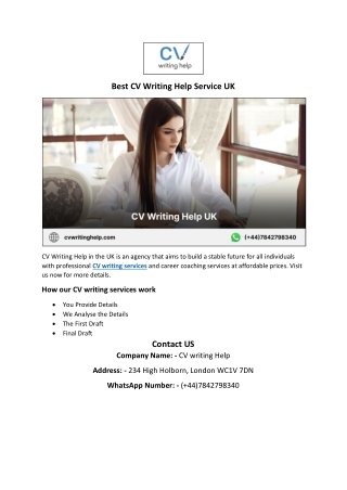 Best CV Writing Help Service UK