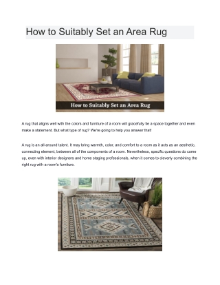 How To Suitably Set An Area Rug