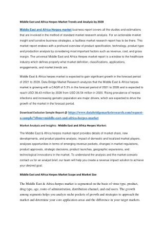 Middle East and Africa Herpes Market Trends and Analysis by 2028