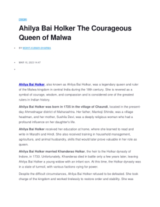 queen ahilya bai holkar