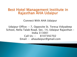 Best Hotel Management Institute in Rajasthan