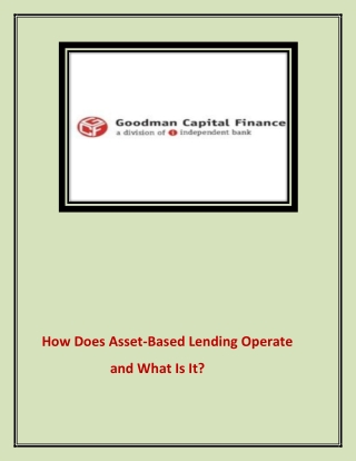 How Does Asset-Based Lending Operate ...