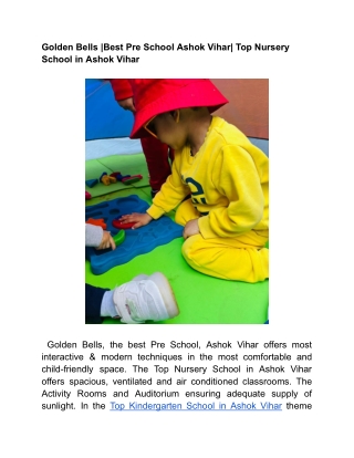 Golden Bells _Best Pre School Ashok Vihar_ Top Nursery School in Ashok Vihar