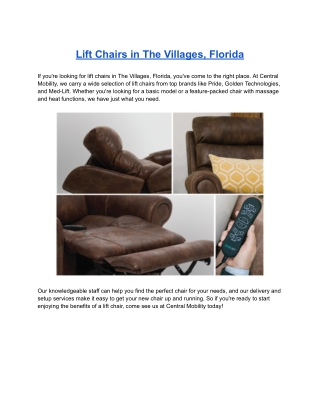 Lift Chairs in The Villages, Florida