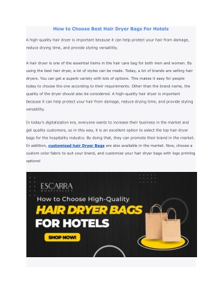 How to Choose the Best Hair Dryer Bags For Hotels