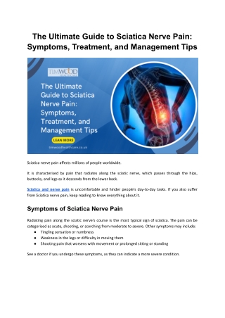 The Ultimate Guide to Sciatica Nerve Pain: Symptoms, Treatment, and Management