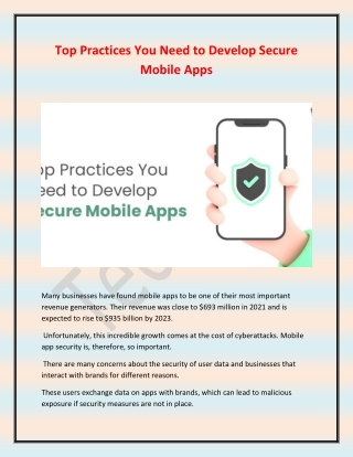 Top Practices You Need to Develop Secure Mobile Apps