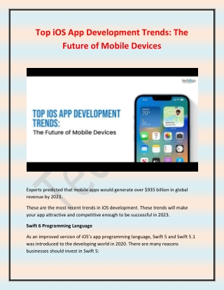 Top iOS App Development Trends- The Future of Mobile Devices