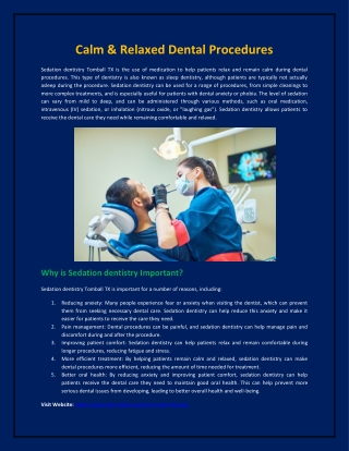 Calm & Relaxed Dental Procedures