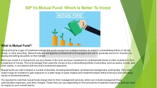 SIP Vs Mutual Fund